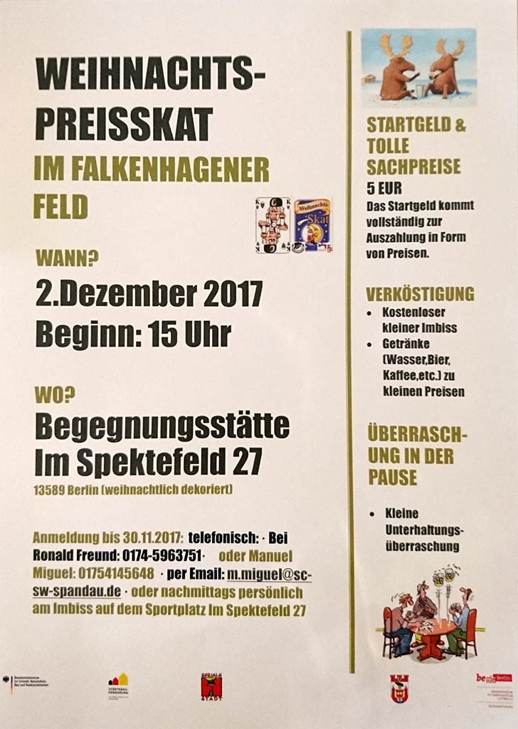 Weihnachtspreisskat 2017 im Falkenhagener Feld