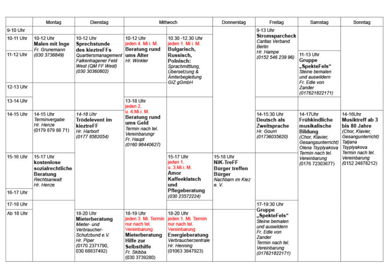 KieztreFF Stundenplan Stand 12-2019