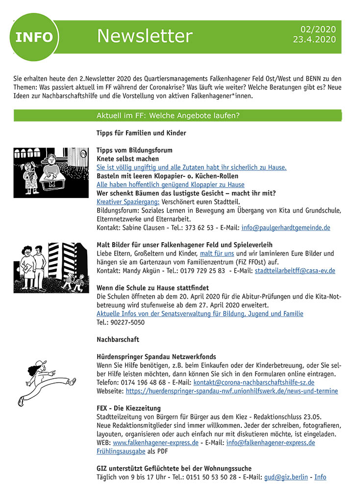 Newsletter von Quartiersmangement und BENN 02-2020