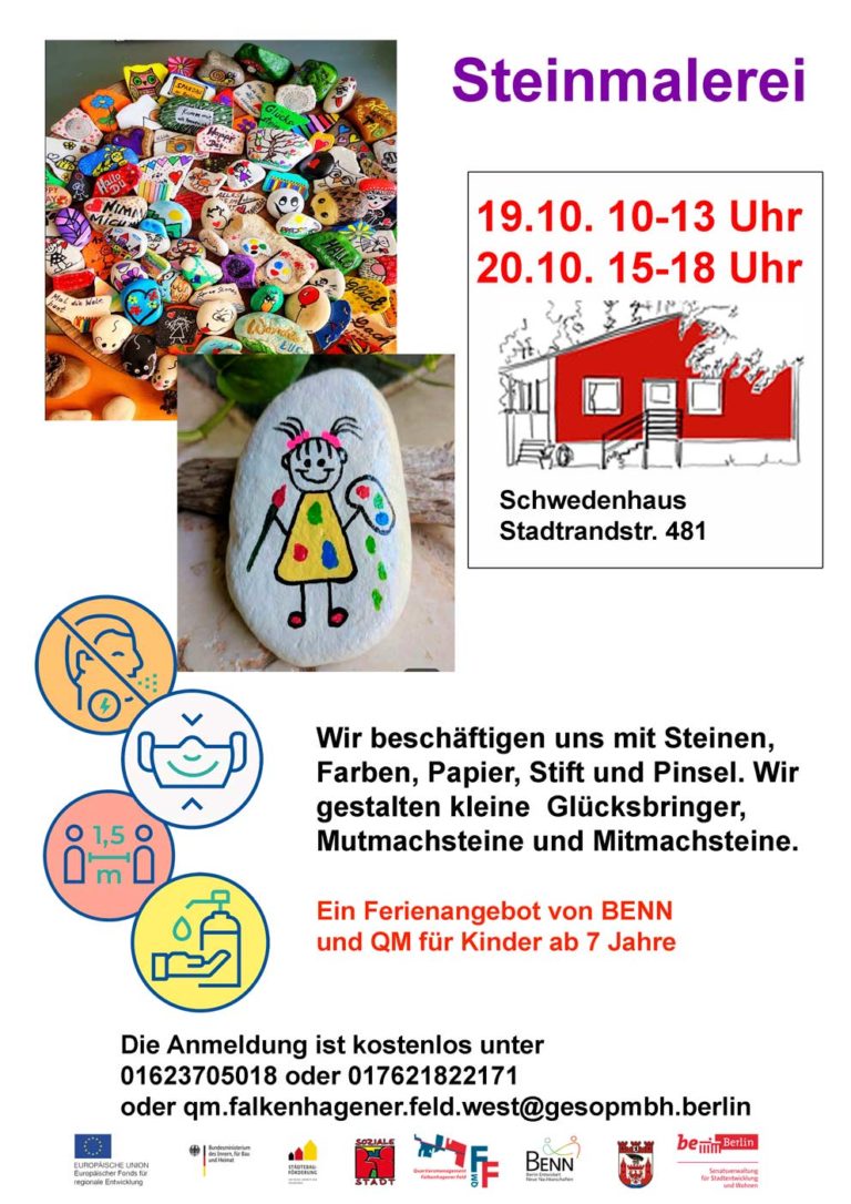 Steinmalerei - Ein Ferienangebot von BENN und Quartiersmanagement für Kinder ab 7 Jahre