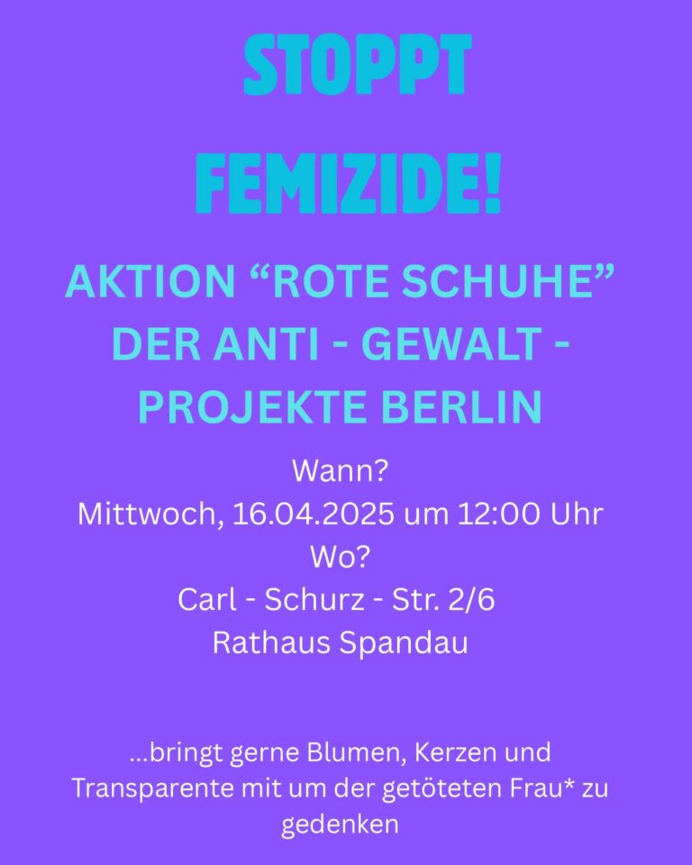 Gedenken zum Femizid in Spandau am 15.4.2025