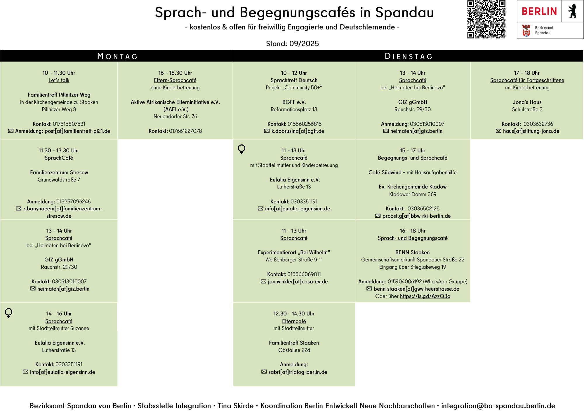 Sprach- und Begegnungscafés in Spandau - 09-2025