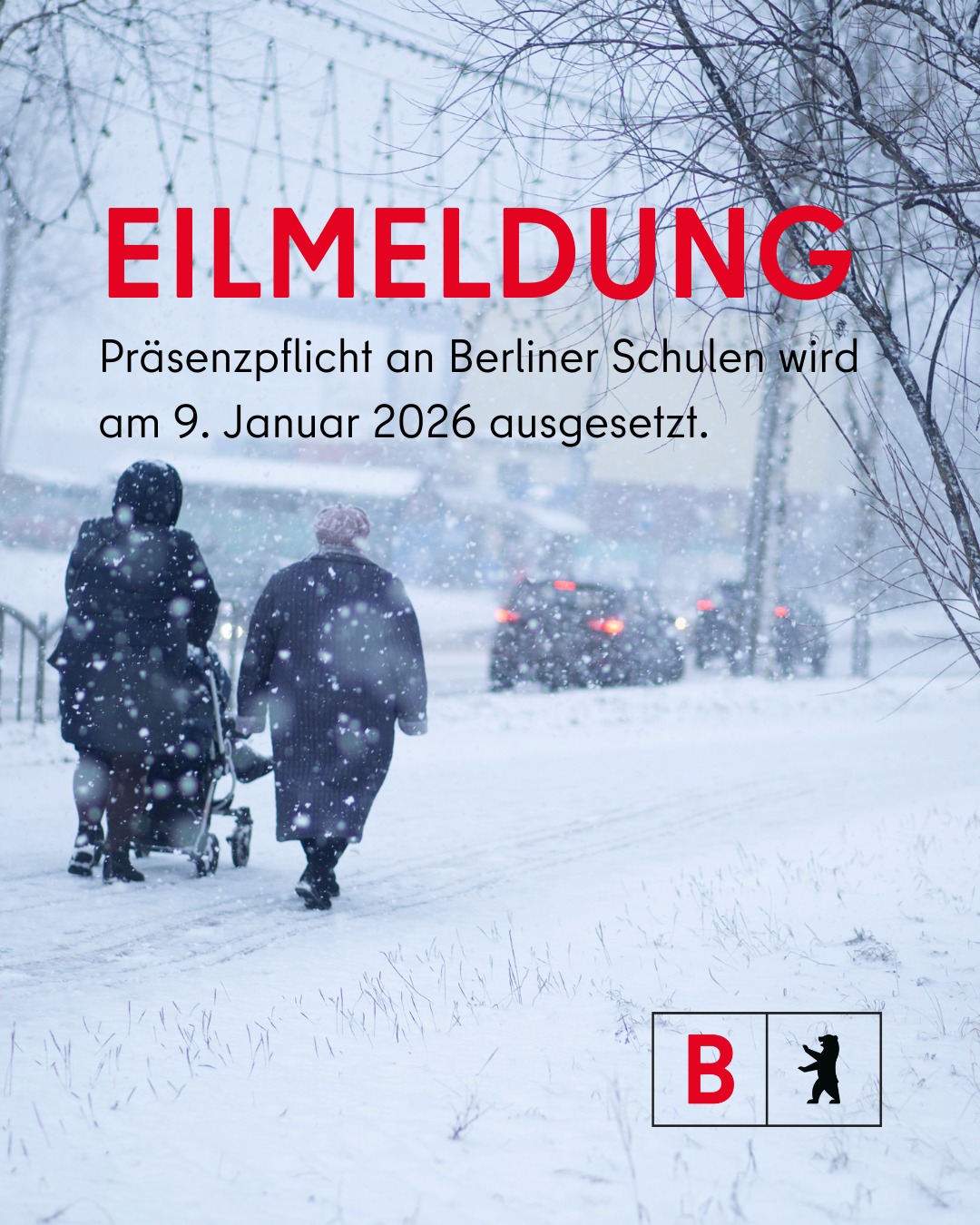 9.1.2026 Schulpflicht ausgesetzt