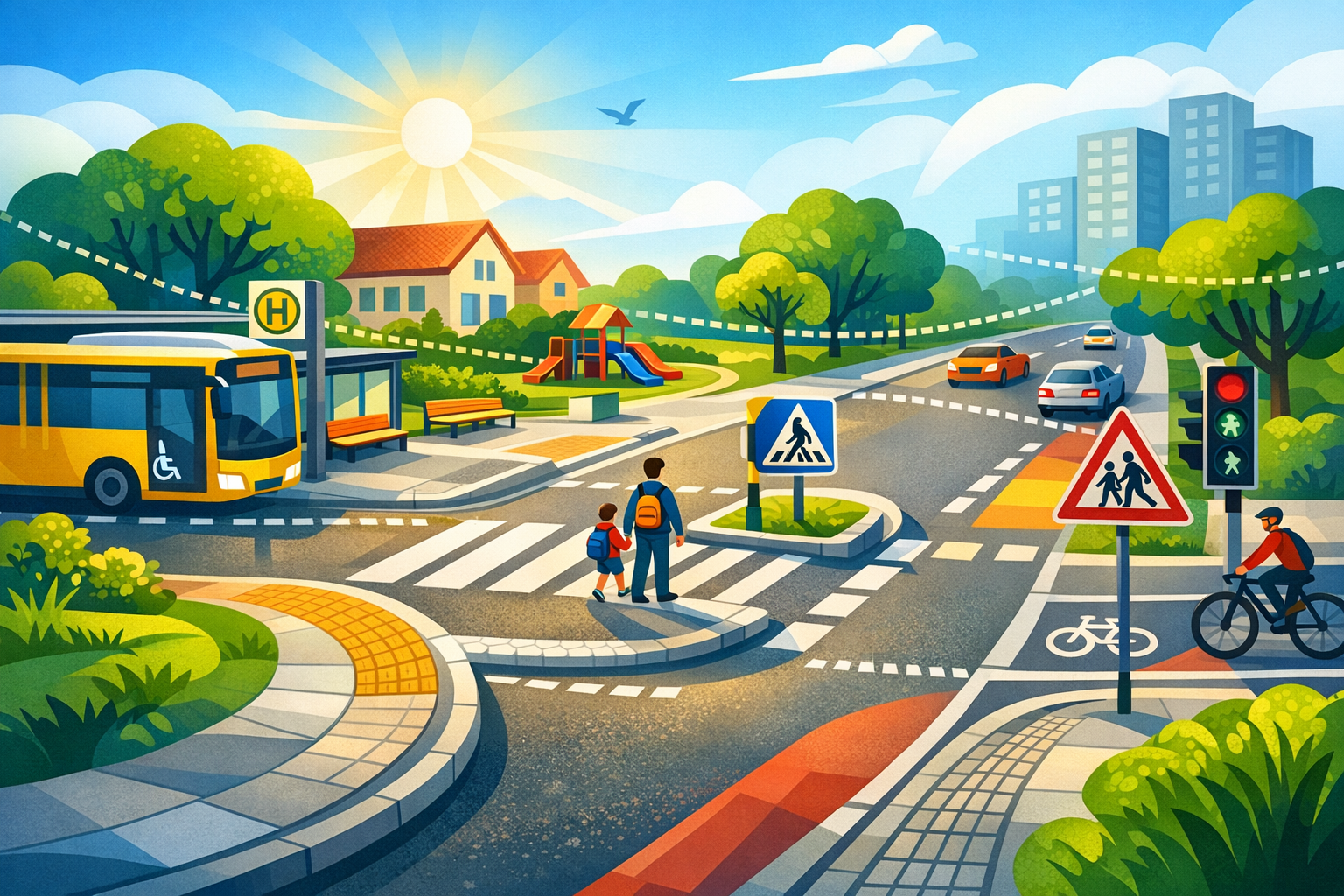 Mehr Sicherheit auf dem Schulweg an der Stadtrandstraße (KI-Bild: www.salecker.info)