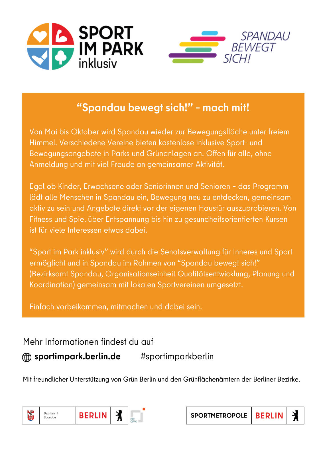 „Sport im Park inklusiv“ 2026
