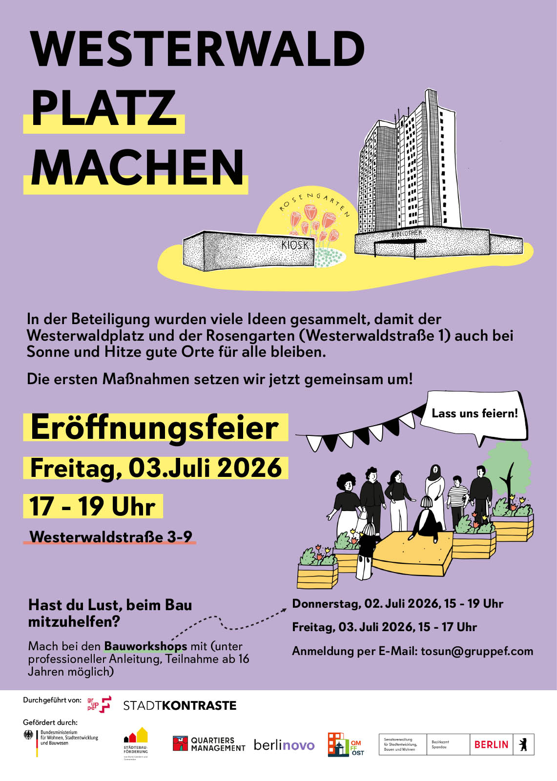 Bauworkshops & Eröffnungsfeier am Westerwaldplatz