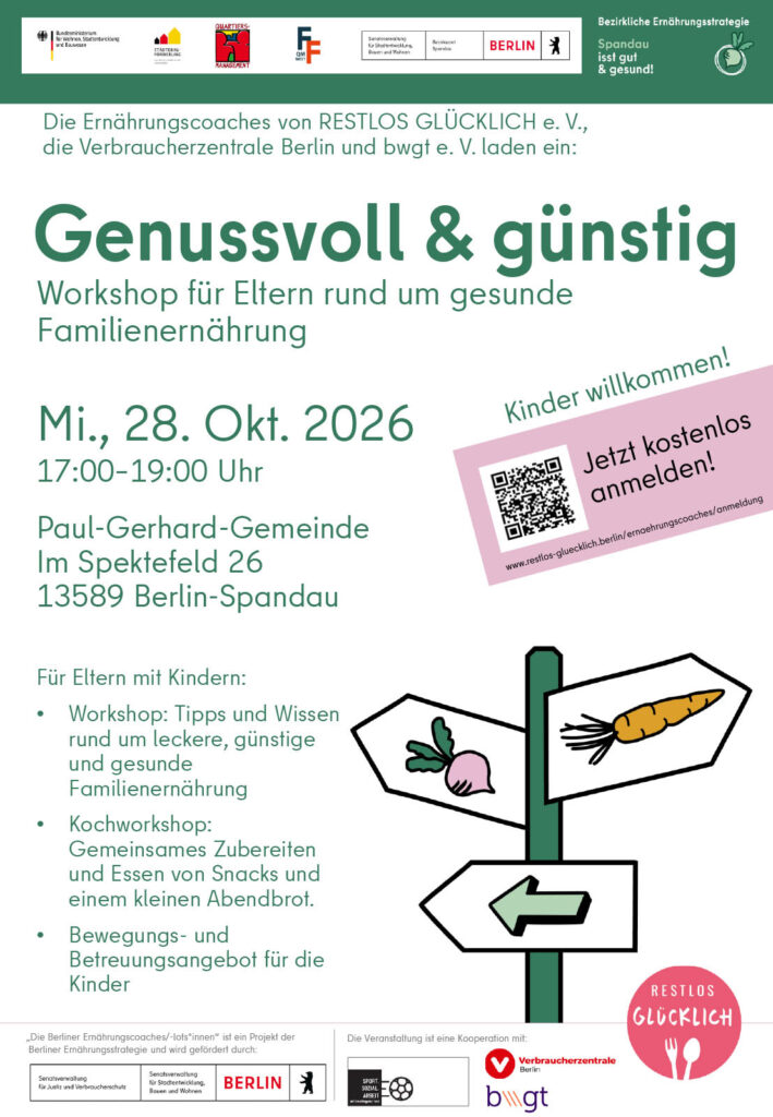Einladung: Genussvoll und günstig: Workshop für Eltern rund um gesunde Familienernährung
