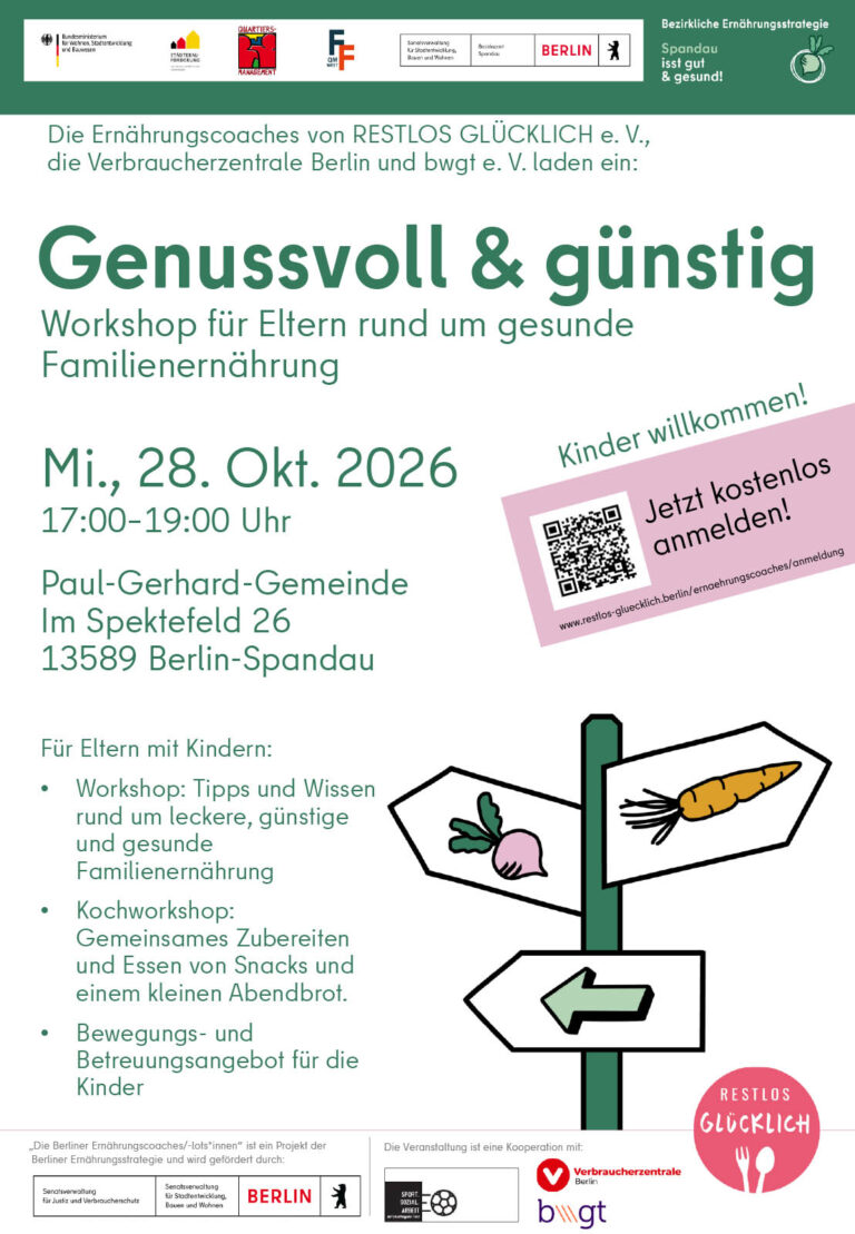 Einladung: Genussvoll und günstig: Workshop für Eltern rund um gesunde Familienernährung