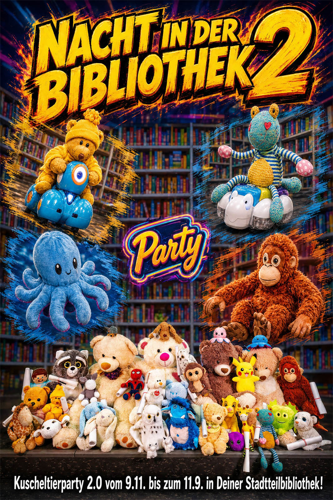 Kuscheltierparty 2.0 in der Stadtteilbibliothek Falkenhagener Feld