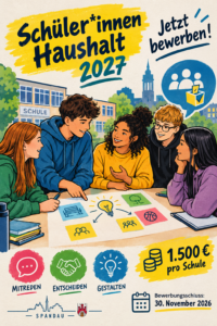 Schüler*innenHaushalt 2027: Jetzt bewerben und Demokratie im Schulalltag umsetzen